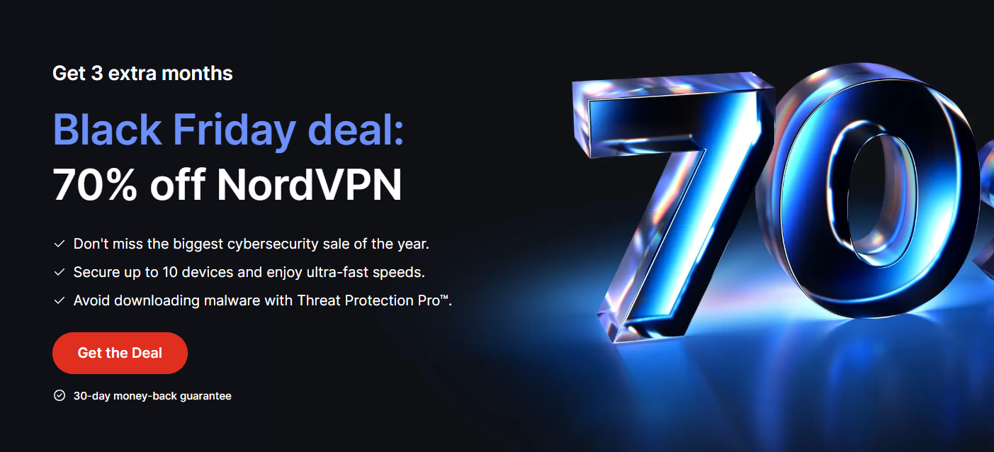 NordVPN Black Friday sale dashboard interface the deal